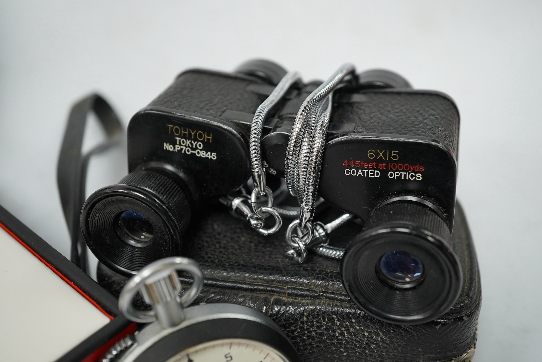 Sundry items comprising a gent's dress watch, Heuer stopwatch and opera glasses. Condition - varies
